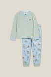 Winston Long Sleeve Pyjama Set, STONE GREEN/DINO WOOD STAMP - alternate image 1