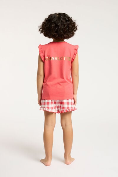 Stacey Flutter Pyjama Set Personalised, ANTHURIUM RED/GINGERBREAD GINGHAM