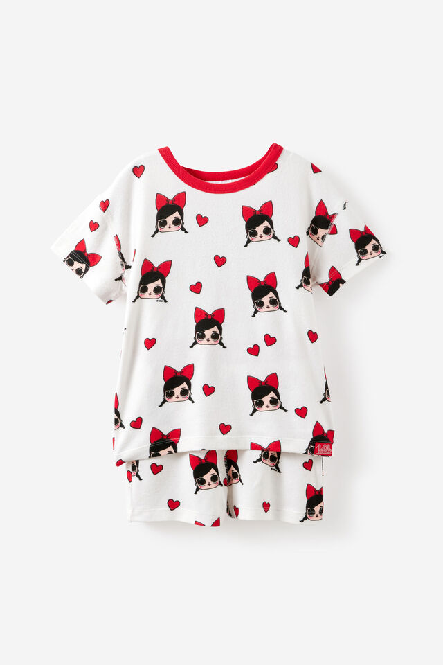 Snoozesoft Short Sleeve Pj Set Lcn Personalised, LCN LOL VANILLA/LOL HEARTS