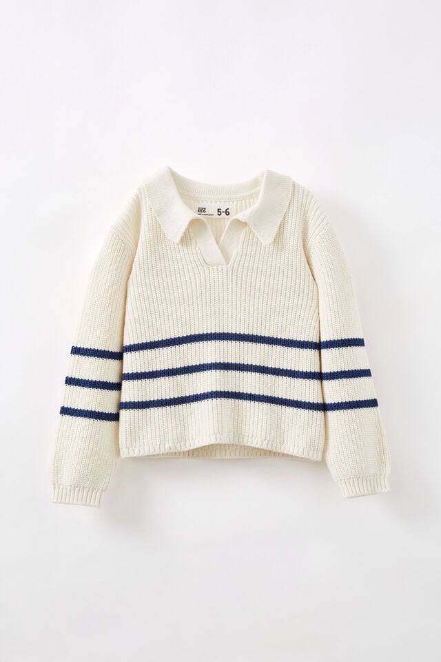 Vida Knit Jumper, VANILLA/VINTAGE NAVY STRIPE