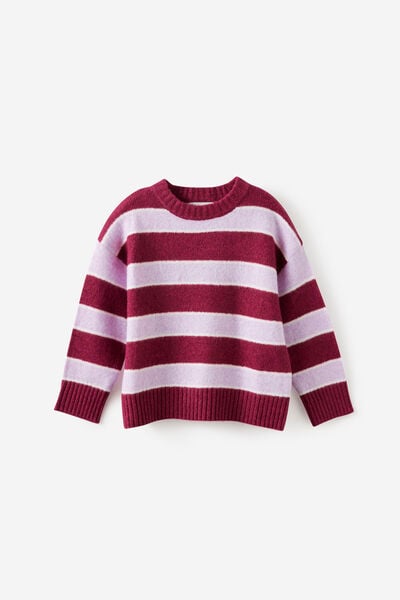 Soft Knit Sweater, BERRY JAM/STRIPES