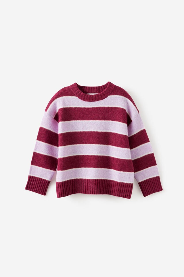 Soft Knit Sweater, BERRY JAM/STRIPES