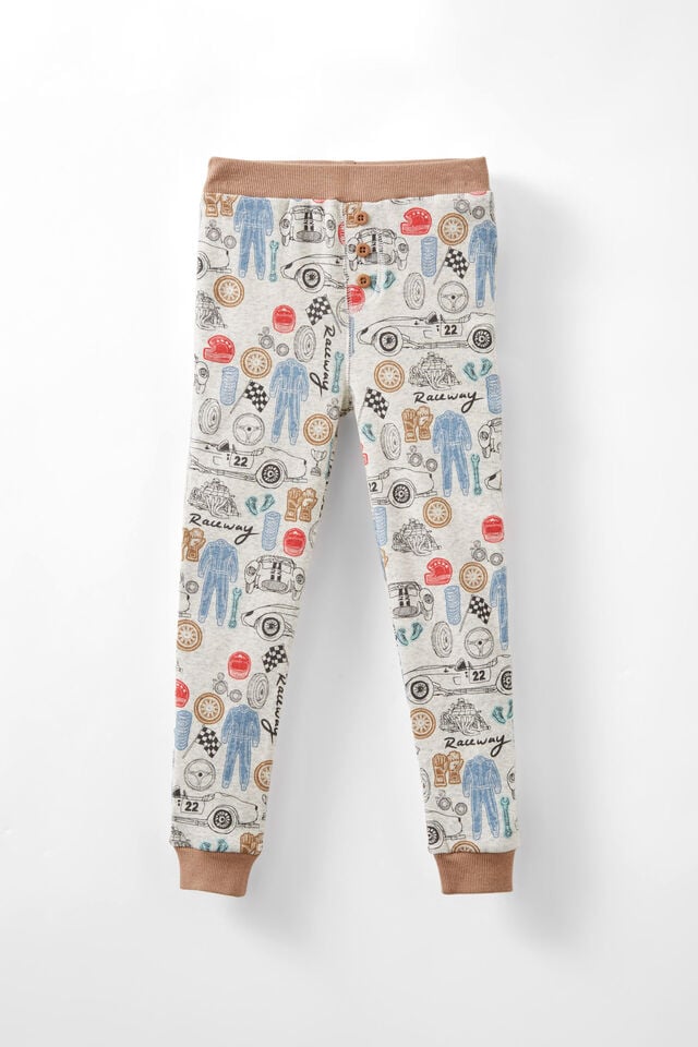 Milo Long Sleeve Pyjama Set, OATMEAL MARLE/ RACEWAY