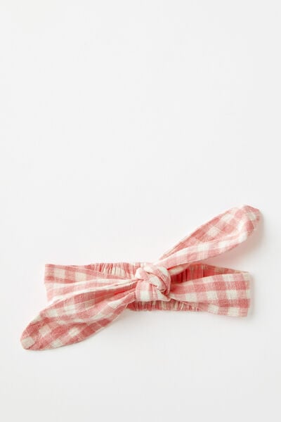 The Tie Headband, CORAL DREAMS/GINGHAM