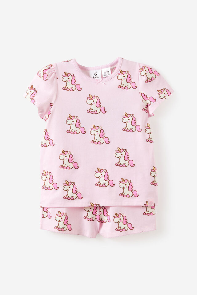 Dreamdrift Puff Short Slv Pj Set, BALLET PINK GLOW/UNICORN GLOW