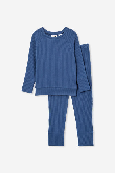 Declan Long Sleeve Pyjama Set, PETTY BLUE