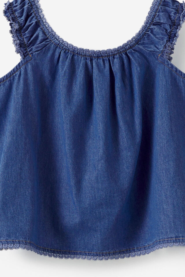 Gigi Babydoll Top, MID WASH