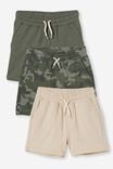 Multipack Henry Short Three Pack, SWAG GREEN/CAMO/RAINY DAY