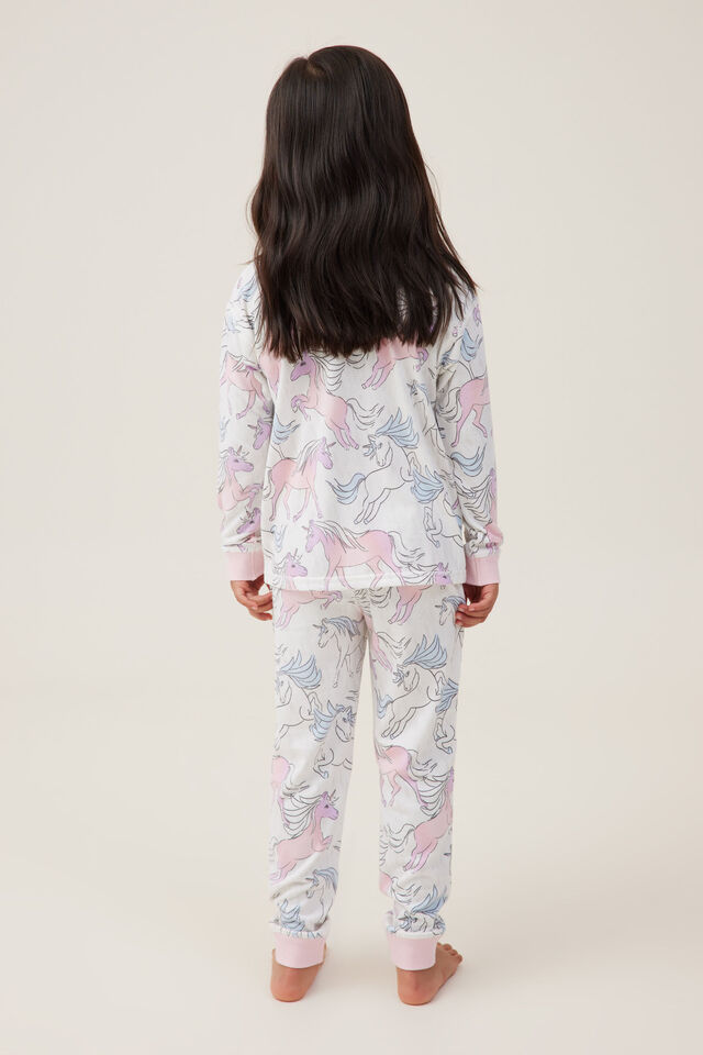 Pijamas - Serena Long Sleeve Pyjama Set, OATMEALE MARLE/BREEZY UNICORN