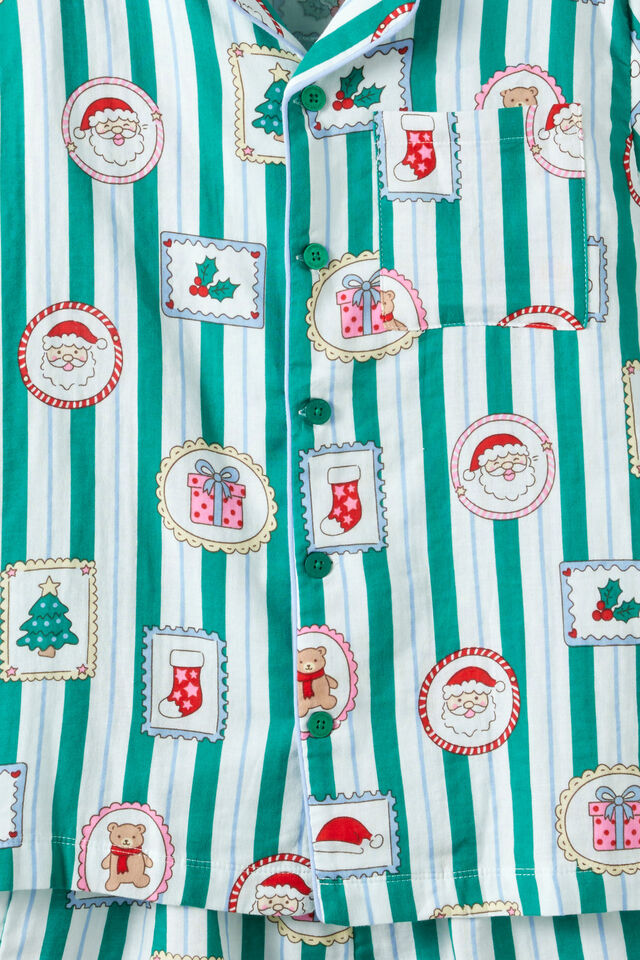 Adults Woven Family Xmas Pj Set, ENGLISH IVY/SANTA STAMP