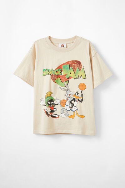 License Drop Shoulder Short Sleeve Tee, LCN WB RAINY DAY/SPACE JAM