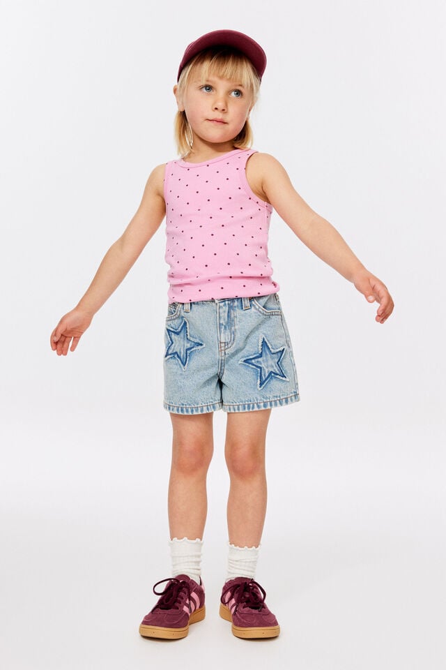 Relaxed Denim Short, AIRLIE LIGHT BLUE/STARS