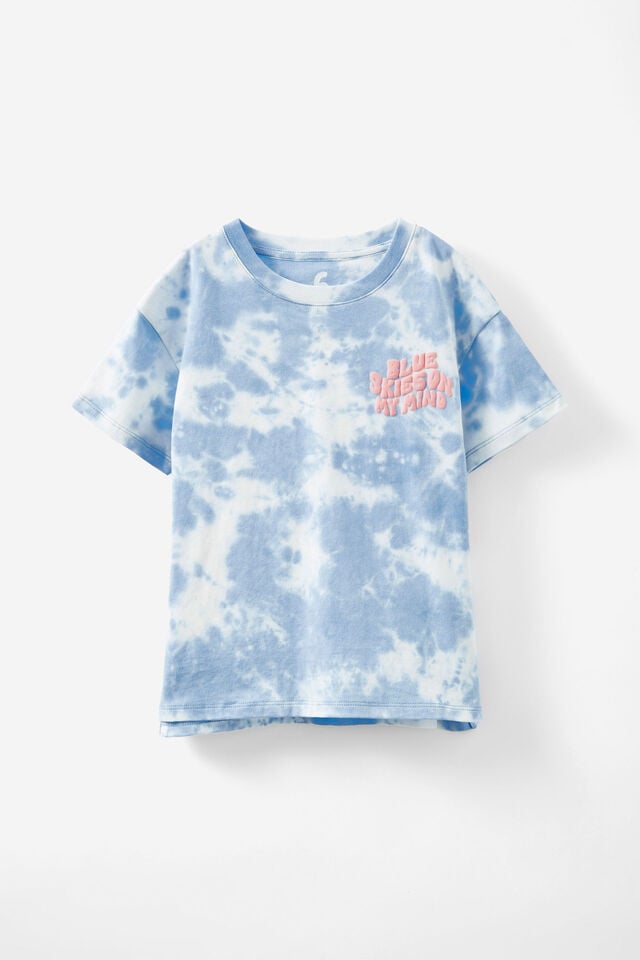 Poppy Short Sleeve Graphic Print Tee, DUSK BLUE TIE DYE/BLUE SKY