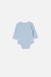 Organic Newborn Long Sleeve Bubbysuit, WHITE WATER BLUE/LITTLE BRO - alternate image 3