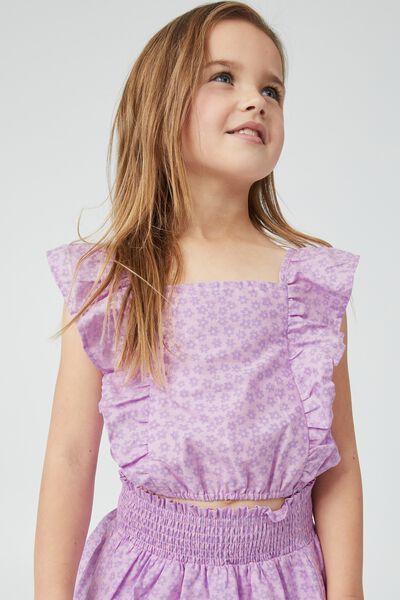 Maggie Frill Top, LILAC DROP/ASHBURY FLORAL