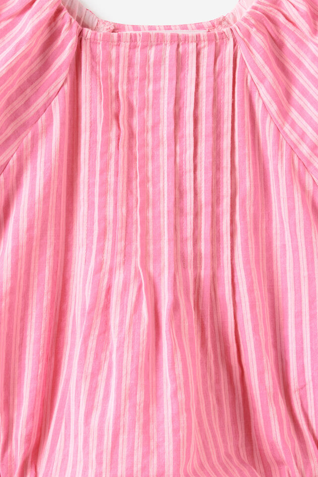 Baby Woven Raglan Bubbysuit, STRAWBERRY MILK STRIPE
