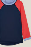 Flynn Long Sleeve Raglan Rash Vest, IN THE NAVY/ANTHURIUM SPLICE - alternate image 2
