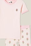 Talia Short Sleeve Pyjama Set, CRYSTAL PINK/WOOD STAMP FLORAL - alternate image 2