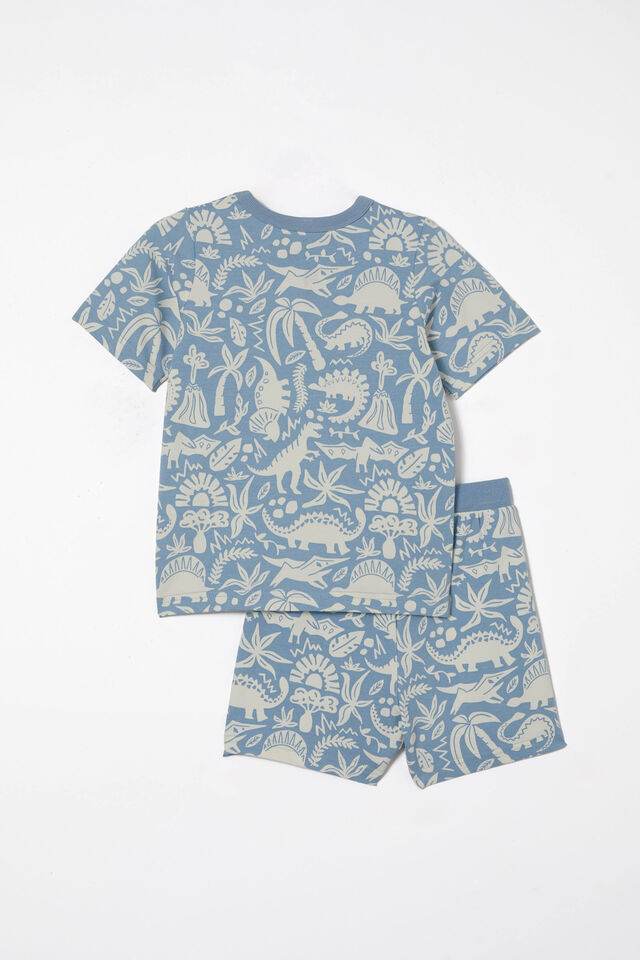 Jordan Short Sleeve Pyjama Set, DUSTY BLUE/DINO FIELDS