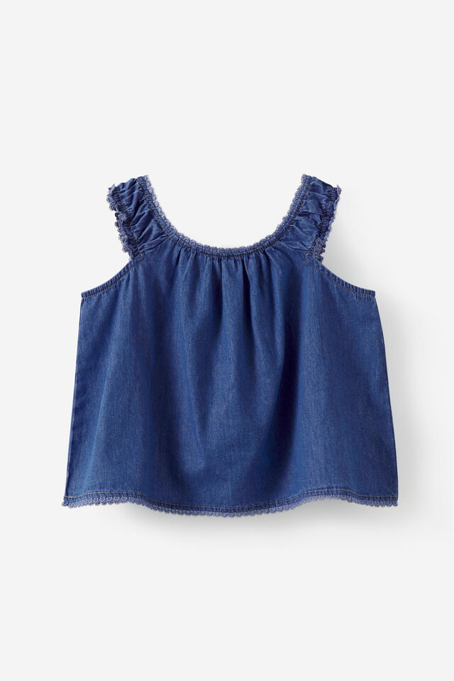 Gigi Babydoll Top, MID WASH