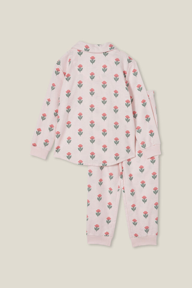 Angie Long Sleeve Pyjama Set, CRYSTAL PINK/SPLICED FLORAL WOOD STAMP