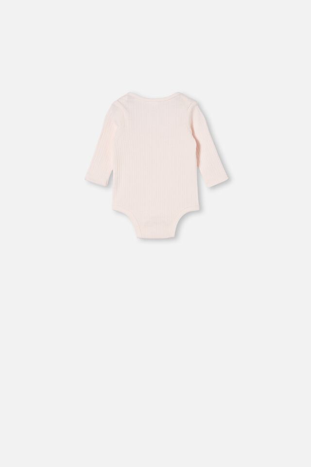 Organic Newborn Long Sleeve Bubbysuit, CRYSTAL PINK/LITTLE SIS
