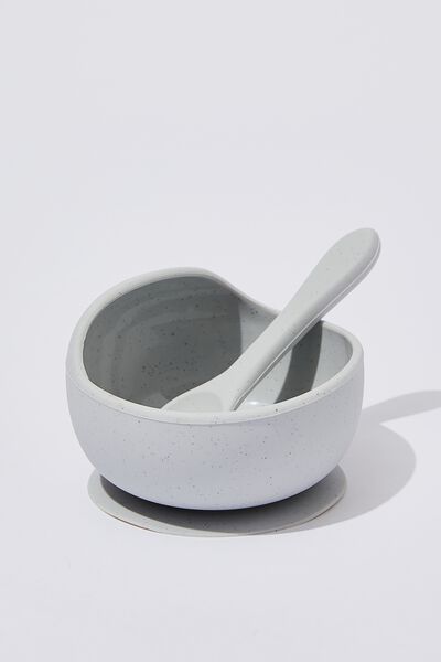 Silicone Bowl And Spoon, GREY