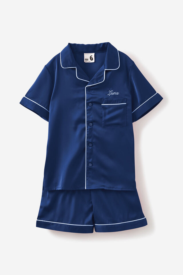 Casey Short Sleeve Pyjama Set Personalised, IN THE NAVY