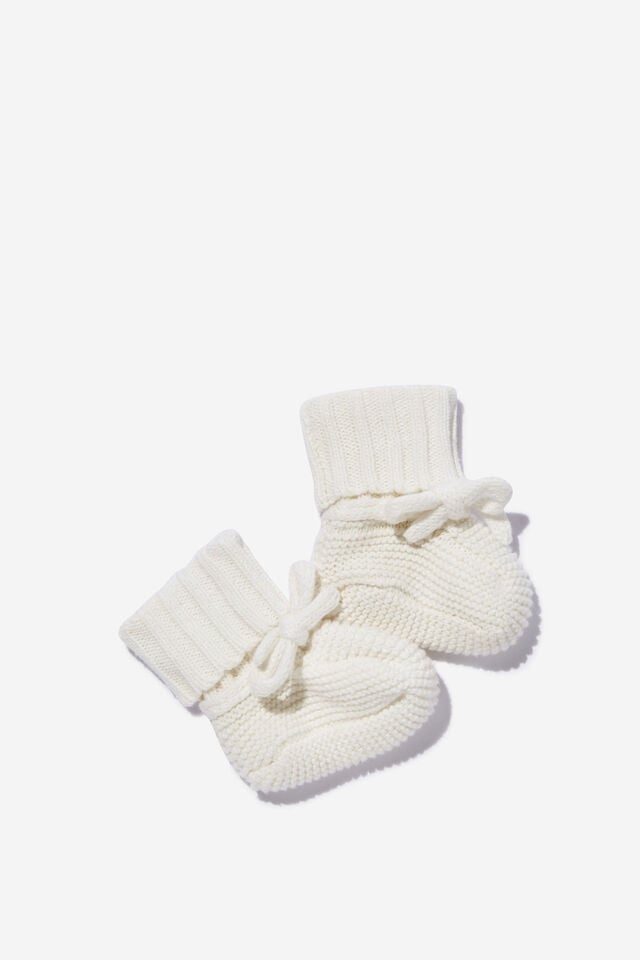 Organic Knit Booties, MILK