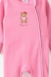 Growie Long Sleeve Zip All In One Romper, STRAWBERRY MILK/BEARY CUTE - example image 2
