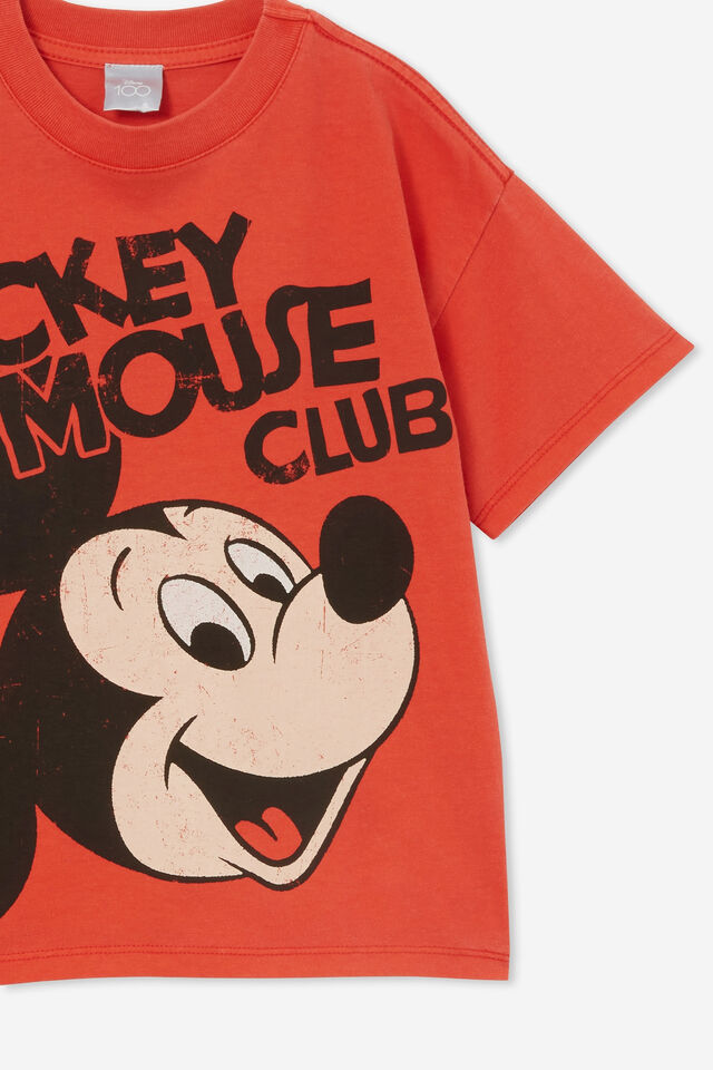 Disney Drop Shoulder Short Sleeve Tee, LCN DIS FLAME RED/MICKEY MOUSE CLUB