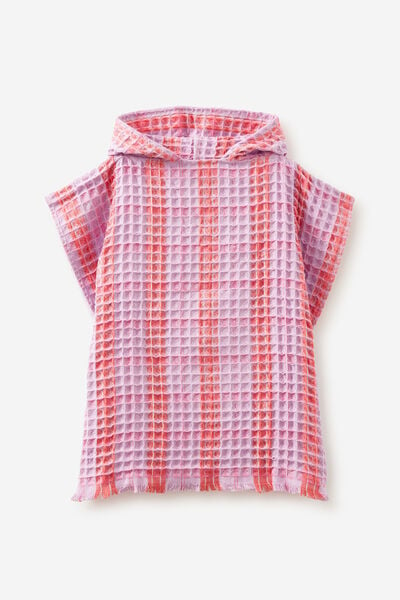 Kids Hooded Towel, LILAC DROP/CHECK WAFFLE