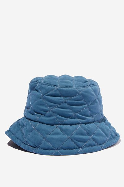 Happy Camper Bucket Hat, RETRO BLUE/DIAMOND QUILT