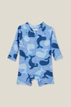 Cameron Long Sleeve Swimsuit, DUSK BLUE/WHALES FRIENDS - alternate image 1