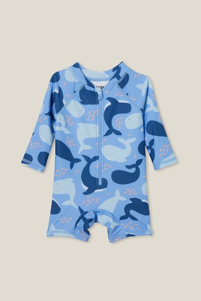 Cameron Long Sleeve Swimsuit, DUSK BLUE/WHALES FRIENDS