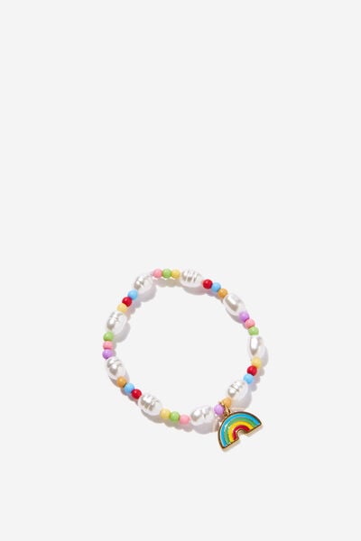 Kids Beaded Bracelet, RAINBOW/PEARL