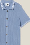Knitted Short Sleeve Shirt, DUSTY BLUE/WAFFLE KNIT - alternate image 2