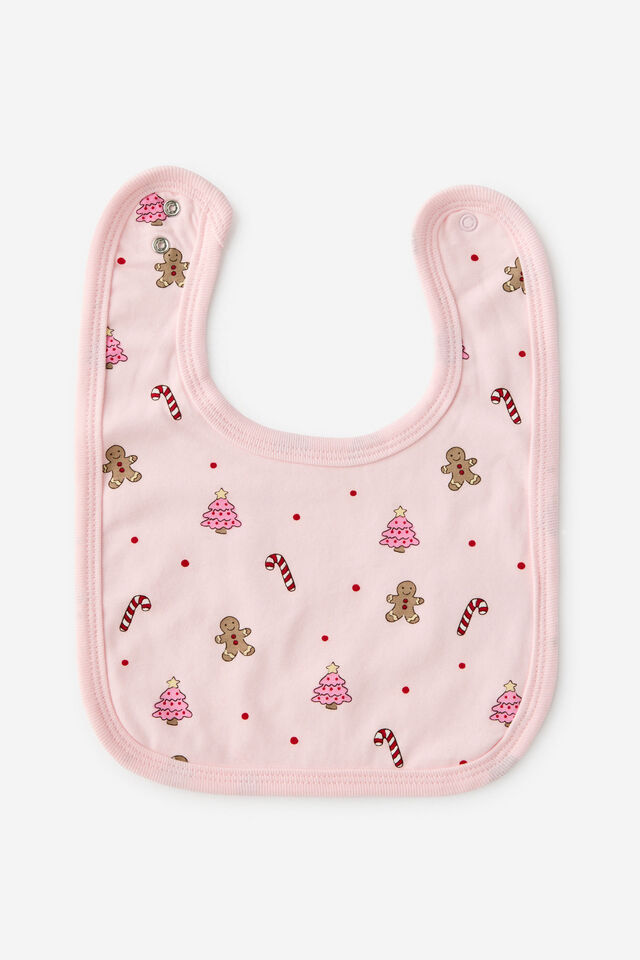 The Baby Bib, TEA PARTY PINK/CHRISTMAS GINGERBREAD