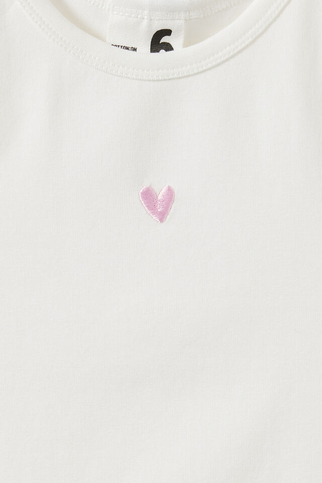 Fitted Essential Racer Back Tank, VANILLA/BALLET PINK HEART