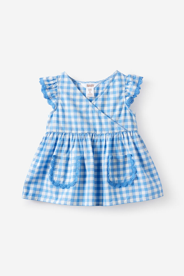 Charlie Baby Doll Dress, BLUE BONNET/VANILLA GINGHAM