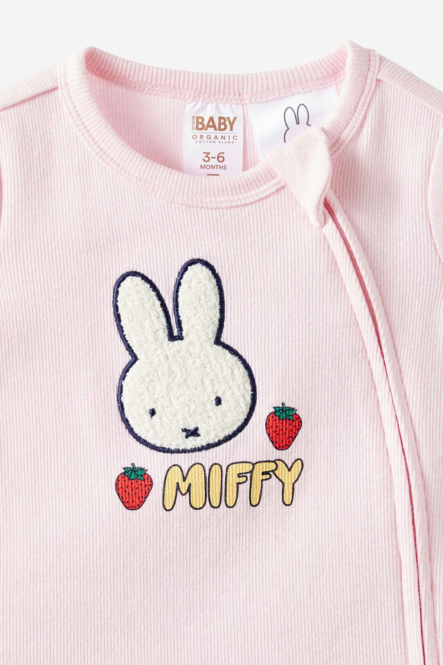 Miffy Short Sleeve Zip Romper, LCN MIF TEA PARTY PINK/MIFFY