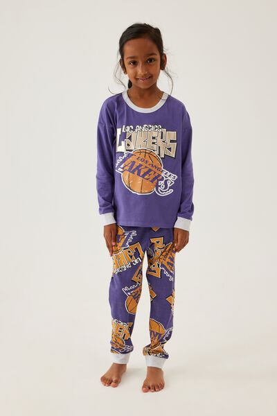 Ava Long Sleeve Pyjama Set Licensed, LCN NBA PURPLE LAKE/LA LAKERS