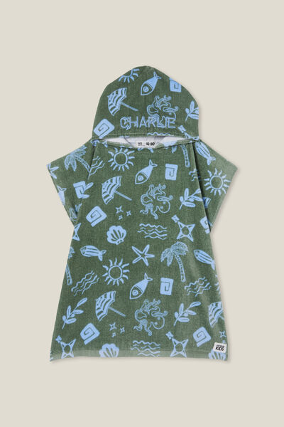 Kids Hooded Towel - Personalised, SWAG GREEN/MYKONOS