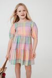 Georgia Short Sleeve Dress, RAINBOW CHECK