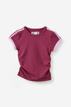 Soft Stretch Active Gathered Short Sleeve Baby Tee, BERRY JAM/PALE VIOLET - example image 2