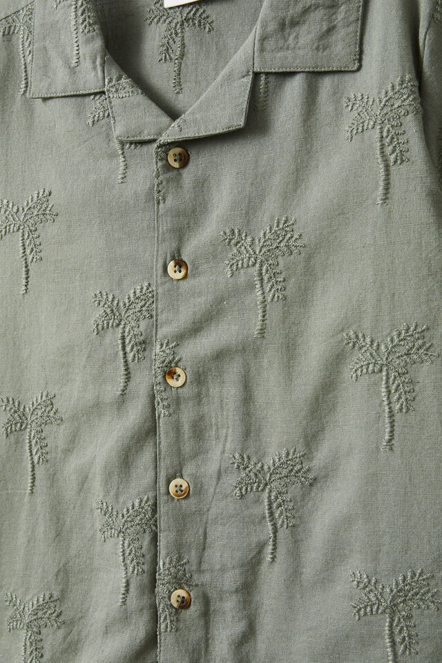 Cabana Short Sleeve Shirt, SWAG GREEN/PALM EMBROIDERY