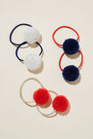 Pom Pom Hairties, IN THE NAVY/ANTHURIUM/GOLDY - alternate image 1