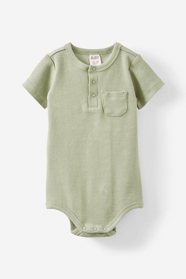 The Short Sleeve Rib Pocket Bubbysuit, DEEP SAGE