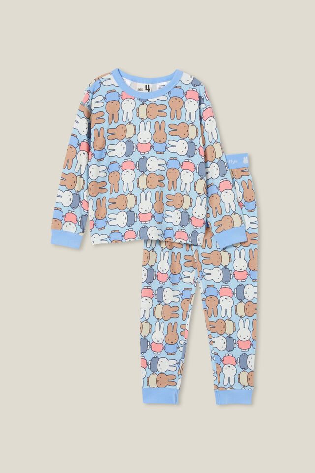 Miffy Chuck Long Sleeve Pyjama Set Licensed, LCN MIF FROSTY BLUE/MIFFY PARTY