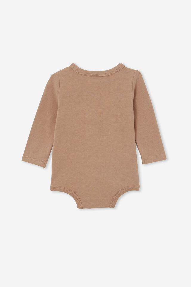 The Long Sleeve Bubbysuit, TAUPY BROWN/SNUGGLE BUNNY